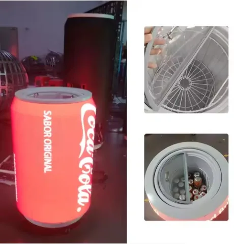 Soda can-shaped LED screen with cooler